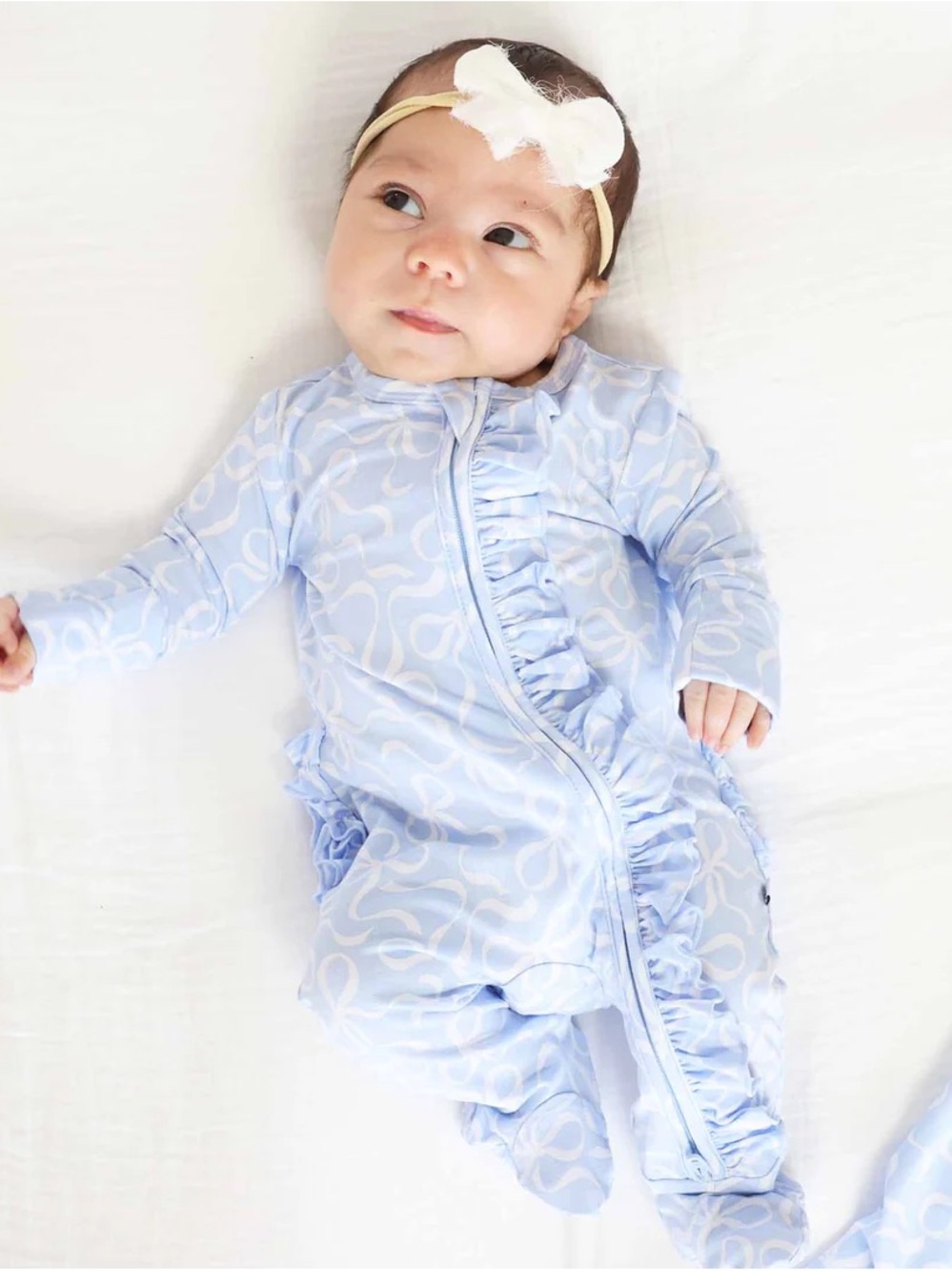 Caden Lane ruffle zipper onsie